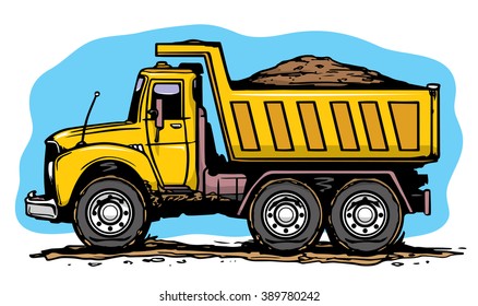 Sand truck. Hand drawn colored vector ilustration