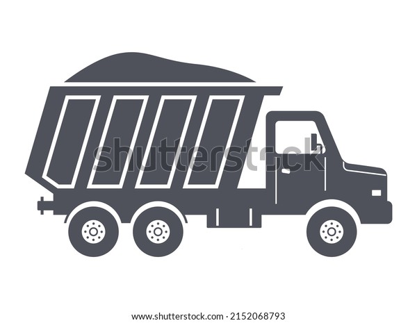 sand truck icon. transportation of building\
materials. flat vector\
illustration.