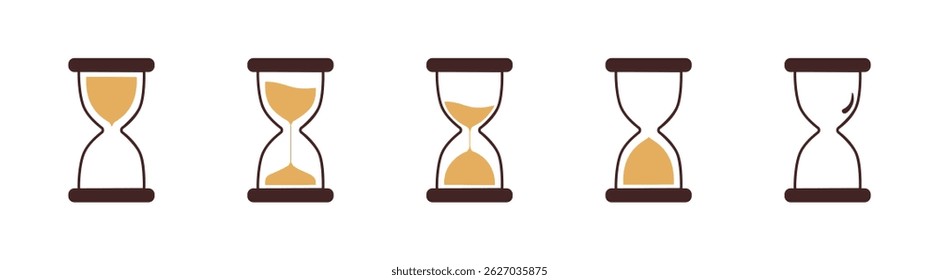 Sand watch icon set. Hourglass icons. Sandglass logo. Sandglass timer or clock flat icon for apps and websites
