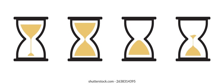 Sand watch icon set. Hourglass symbol. Flat vector illustration. Sand watch icon set. Hourglass symbol. Flat vector illustration. Sandglass logo.