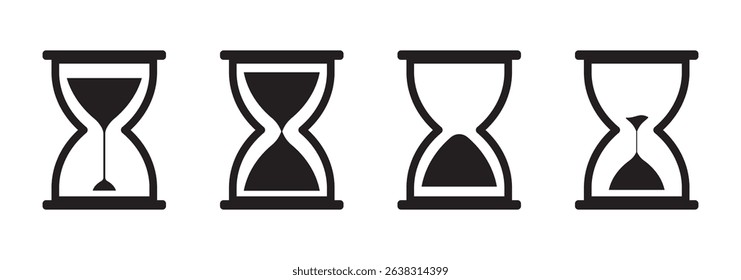Sand watch icon set. Hourglass symbol. Flat vector illustration. Sand watch icon set. Hourglass symbol. Flat vector illustration. Sandglass logo.