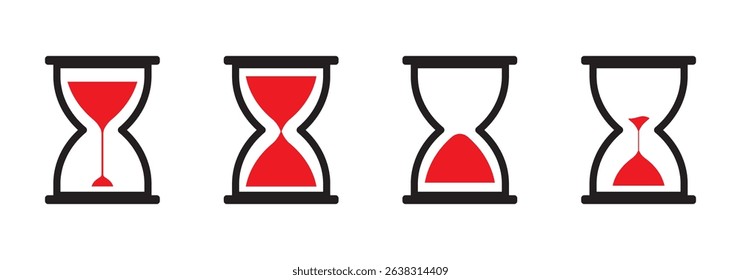 Sand watch icon set. Hourglass symbol. Flat vector illustration. Sand watch icon set. Hourglass symbol. Flat vector illustration. Sandglass logo.