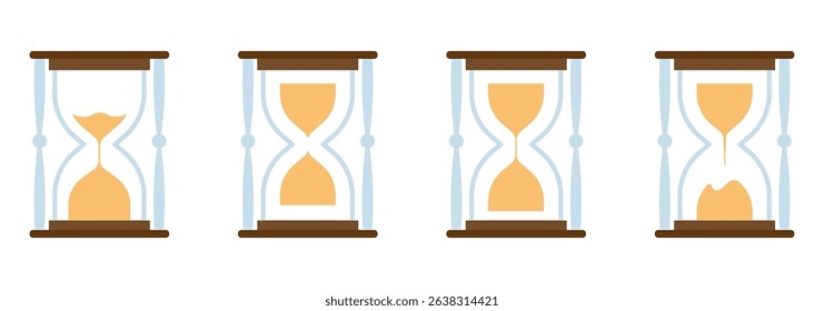 Sand watch icon set. Hourglass symbol. Flat vector illustration. Sand watch icon set. Hourglass symbol. Flat vector illustration. Sandglass logo.