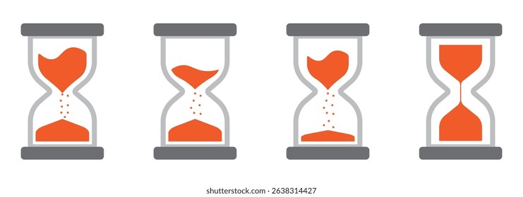 Sand watch icon set. Hourglass symbol. Flat vector illustration. Sand watch icon set. Hourglass symbol. Flat vector illustration. Sandglass logo.