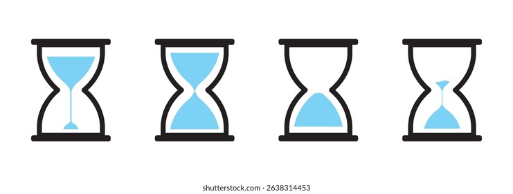 Sand watch icon set. Hourglass symbol. Flat vector illustration. Sand watch icon set. Hourglass symbol. Flat vector illustration. Sandglass logo.