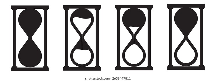 Sand watch icon set. Hourglass symbol. Waiting time concept.