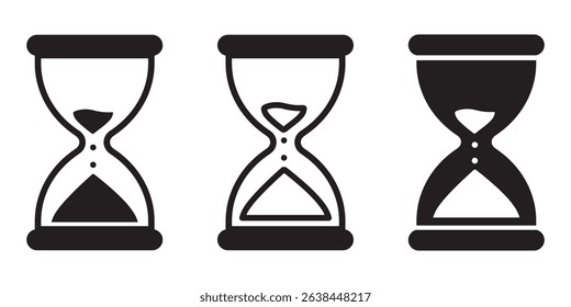 Sand watch icon set . Hourglass symbol. Flat vector graphic design elements
