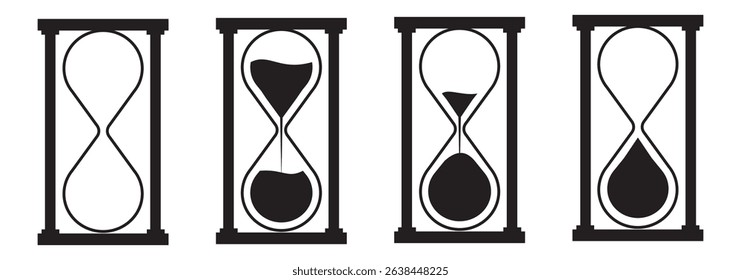 Sand watch icon set . Hourglass symbol. Flat vector graphic design elements
