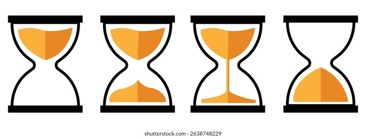 Sand watch icon set. Hourglass symbol.  glyph vector. Sand timer icon.