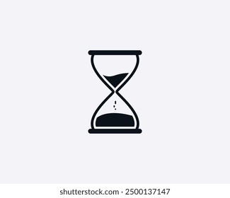 Icono de línea de reloj de arena sobre fondo blanco. Diseño plano del logotipo del reloj de arena. Ilustrador de Vector de estilo negro de alta calidad.