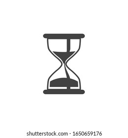 Sand watch sign. Ancient stopwatch. Time measuring simple machine. Clock without dial. Flat minimalist design. white Gray black vector. product brand service label banner board display. App icon.