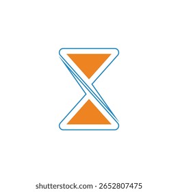 Vector de logotipo geométrico simple de triángulos de reloj de arena 