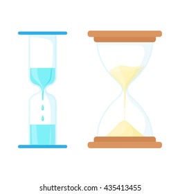 Sand and water hourglasses icon, cartoon style