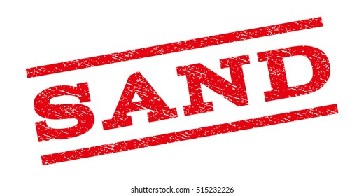 Sand watermark stamp. Text caption between parallel lines with grunge design style. Rubber seal stamp with dirty texture. Vector red color ink imprint on a white background.