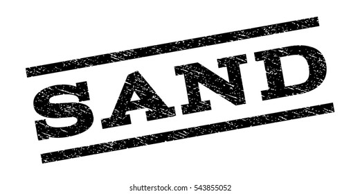 Sand watermark stamp. Text tag between parallel lines with grunge design style. Rubber seal stamp with unclean texture. Vector black color ink imprint on a white background.