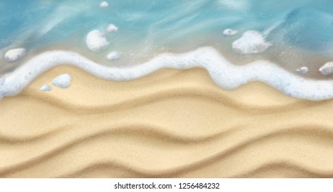 Sand and wave. Beach realistic vector background