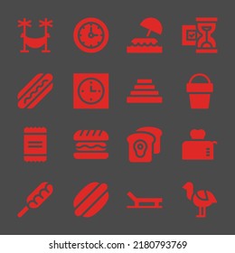 sand web icons. Hammock and Clocks, Hourglass and Sand bucket symbol, vector signs
