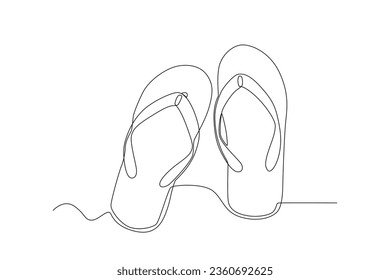 A sandal is comfortable to wear . Footwear one-line drawing