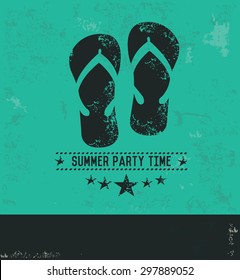 Sandal design on green background,grunge vector