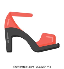 Sandal in flat style icon, ladies accessory 