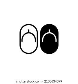 Sandal, Footwear, Slipper, Flip-Flop Solid Line Icon Vector Illustration Logo Template. Suitable For Many Purposes.