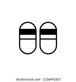 Sandal, Footwear, Slipper, Flip-Flop Solid Line Icon Vector Illustration Logo Template. Suitable For Many Purposes.
