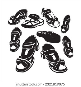 Sandal Graphic Design Vector Illustration black white