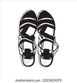 Sandal Graphic Design Vector Illustration black white