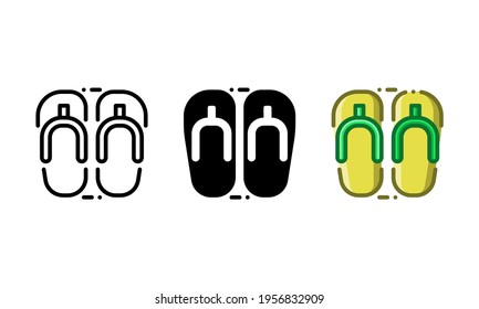 Sandal icon. With outline, glyph, and filled outline styles
