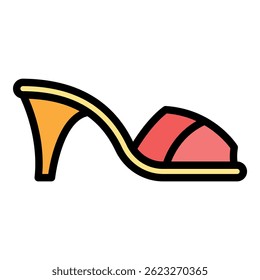 Sandal icon. Outline sandal vector icon color flat isolated