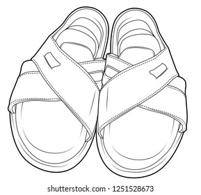 Sandal Leather Shoes Line Draw Stock Vector (Royalty Free) 1251528673 ...