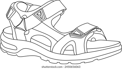 Sandal line art for coloring book page