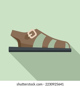 Sandal shoe icon flat vector. Woman slipper. Beach shoe