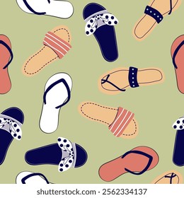 sandal shoes seamless pattern , vector , illustration  