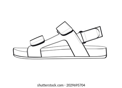 Sandal sketch on white background.  shoes icon