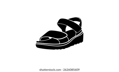 Sandal symbol, black isolated silhouette