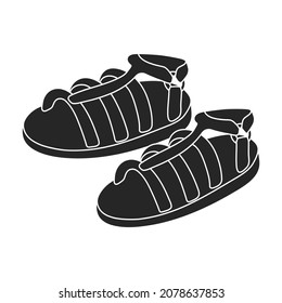 Sandal vector black icon. Vector illustration flipflop on white background. Isolated black illustration icon of sandal.