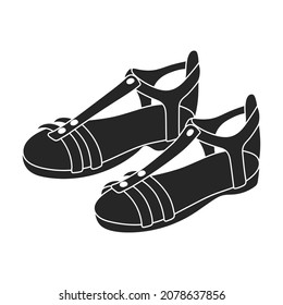 Sandal vector black icon. Vector illustration flipflop on white background. Isolated black illustration icon of sandal.