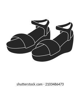 Sandal vector black icon. Vector illustration flipflop on white background. Isolated black illustration icon of sandal.