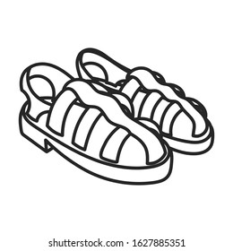 Sandal vector icon.Line vector icon isolated on white background sandal .