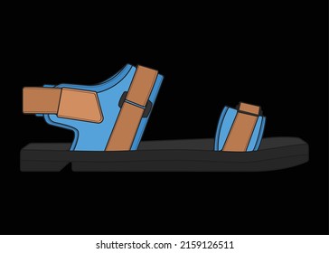 sandal vector illustration with black background . Summer shoe of sandal cartoon.
