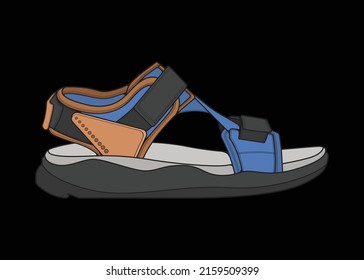 sandal vector illustration with black background . Summer shoe of sandal cartoon.
