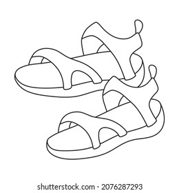Icono de contorno de vector de arena. Ilustración vectorial volteando sobre fondo blanco. Icono de ilustración de contorno aislado de sandal.