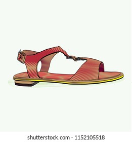 Sandal vector sketch icon isolated on background. Hand drawn Sandal sketch icon for infographic, website or app.