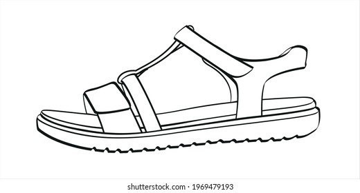 Sandal vector sketch icon isolated on background. Hand drawn Sandal icon.