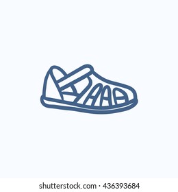 Sandal vector sketch icon isolated on background. Hand drawn Sandal icon. Sandal sketch icon for infographic, website or app.