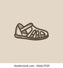 Sandal vector sketch icon isolated on background. Hand drawn Sandal icon. Sandal sketch icon for infographic, website or app.