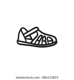 Sandal vector sketch icon isolated on background. Hand drawn Sandal icon. Sandal sketch icon for infographic, website or app.