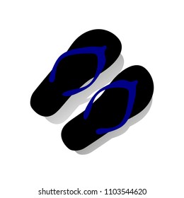 Sandals for the beach, men's black, silhouette on a white background, vector
