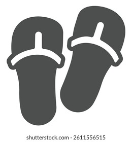 Sandals for beach solid icon, tropical voyage concept. Vector graphics. Beach slippers, summer footwear sign on white background, glyph style icon for mobile or web design